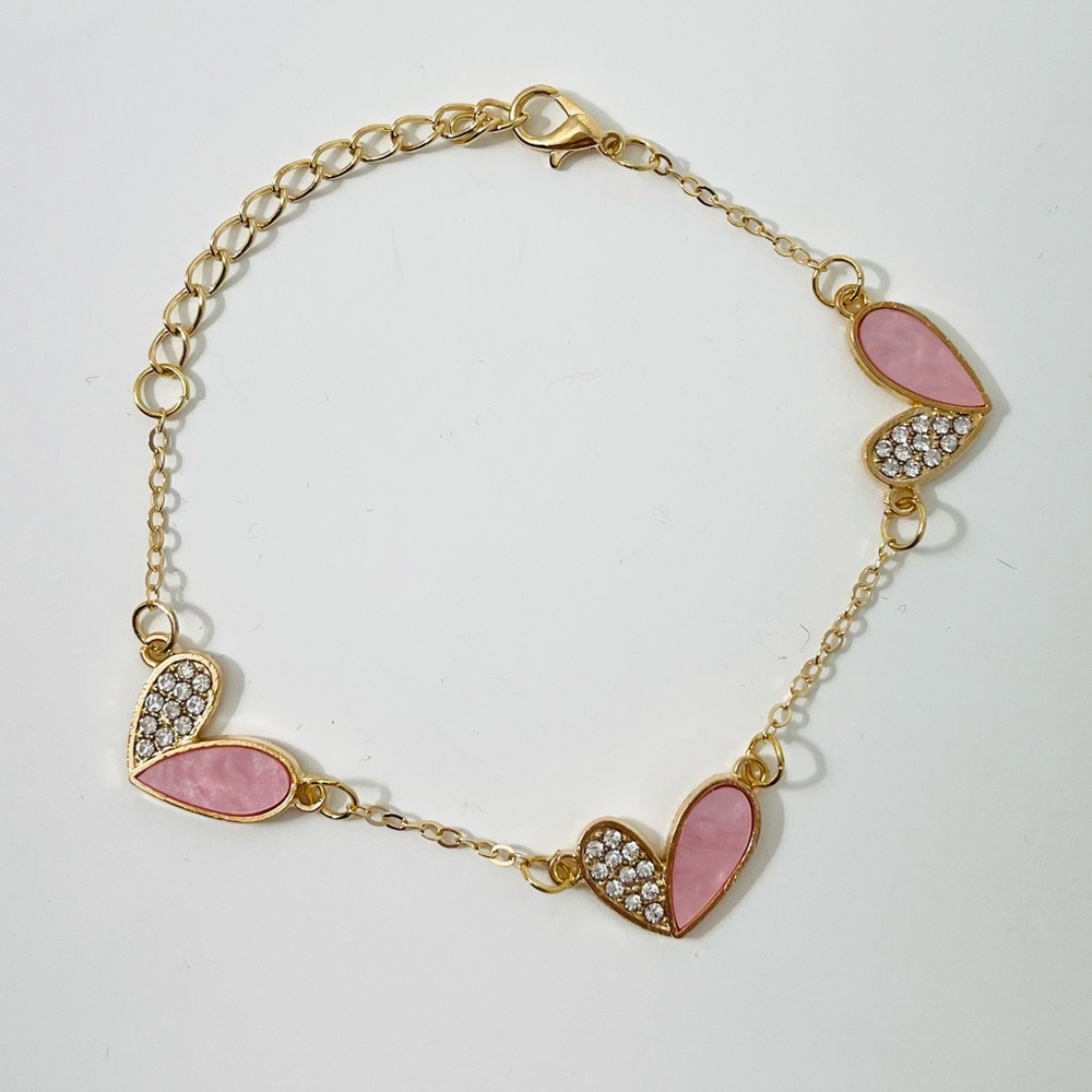 Gold and Pink Heart Bracelet NWT